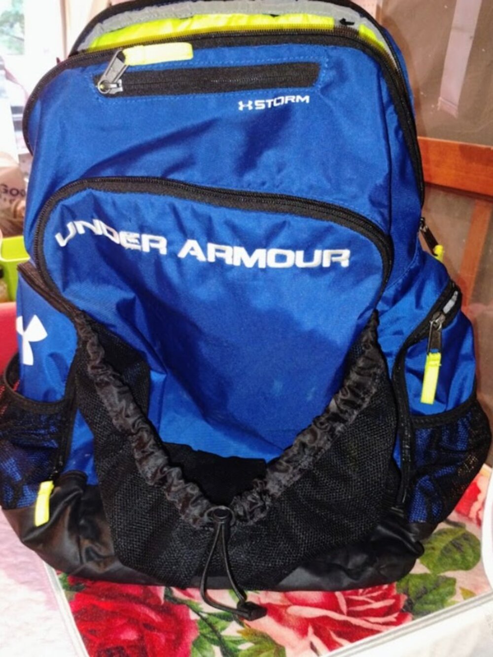 Under Armour Storm Striker Soccer Sports Backpack Blue & Neon Green